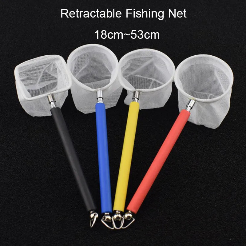 18-53CM 3D Aquarium Fish Tank Retractable Catch Net Stainless Steel Rod Fishing Round Square Pocket Shrimp Catching Nets