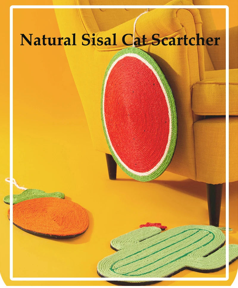 Natural Sisal Cat Scratching Board Fruit Carrot Cat Furniture Claw Sharpener Kitten Hanging Exercise Tool Quality Cat Scratcher