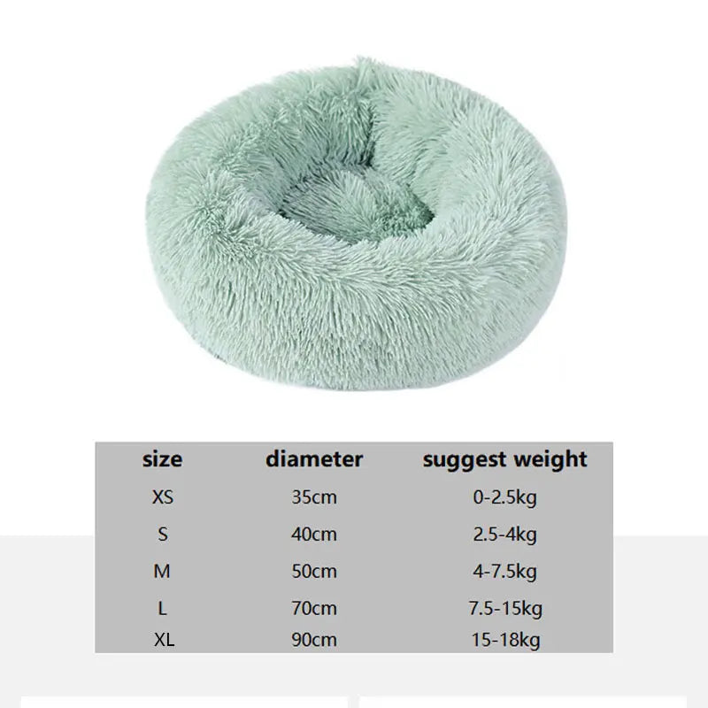 Brand New Round Shape Soft Houses for Cats Deep Sleeping Long Plush Puppy Lounger Pet Mat Small Dog Cushion Kitten Sofa Bed