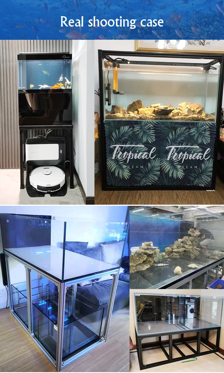 Aluminum fish tank 1000 gallon tank professional customizable glass aquarium black silver acrylic frame aquariums & accessories