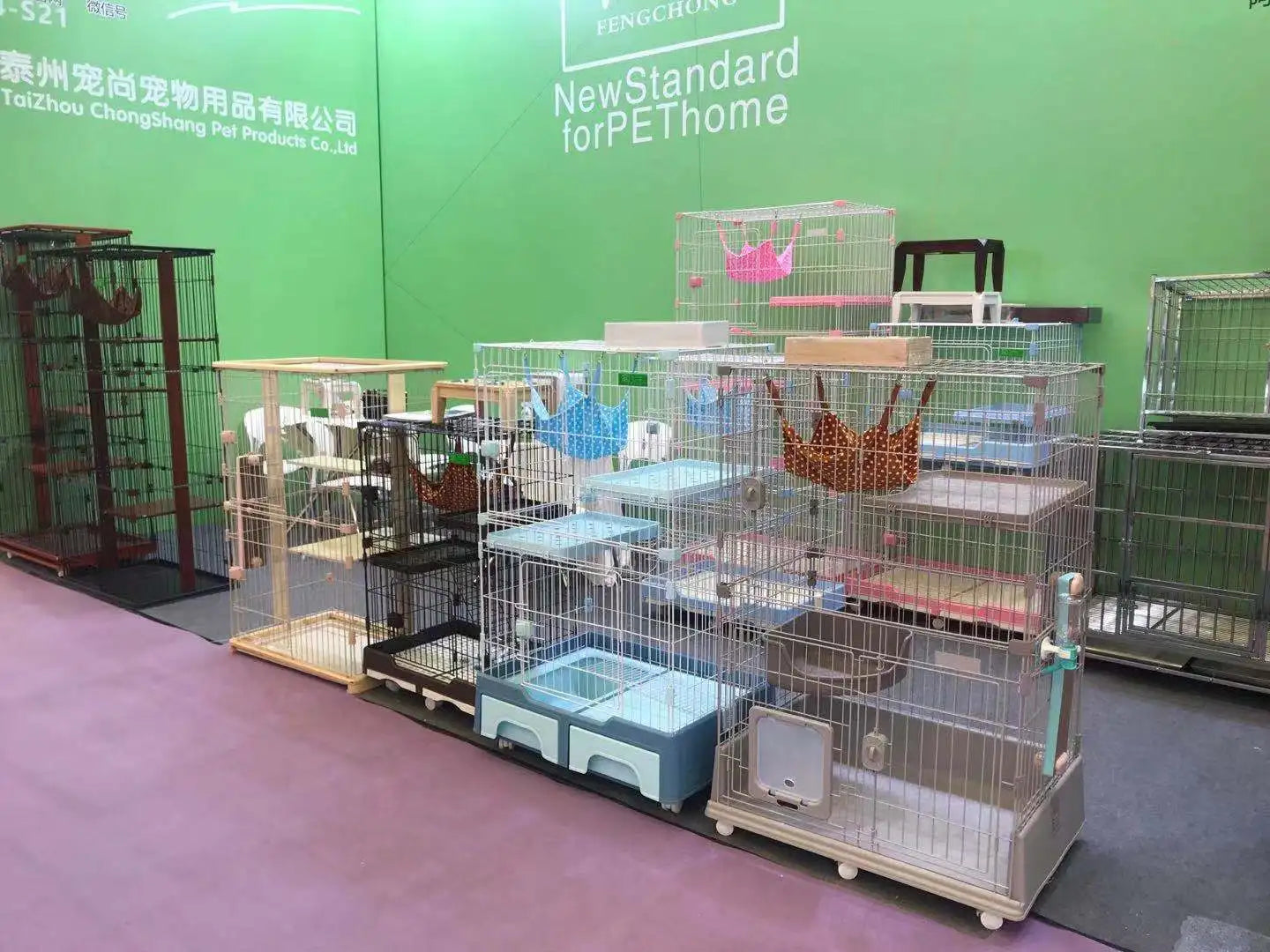 Choose high-quality stainless steel wire PP plastic cat cage with mobile base inexpensive  Wholesale factory price