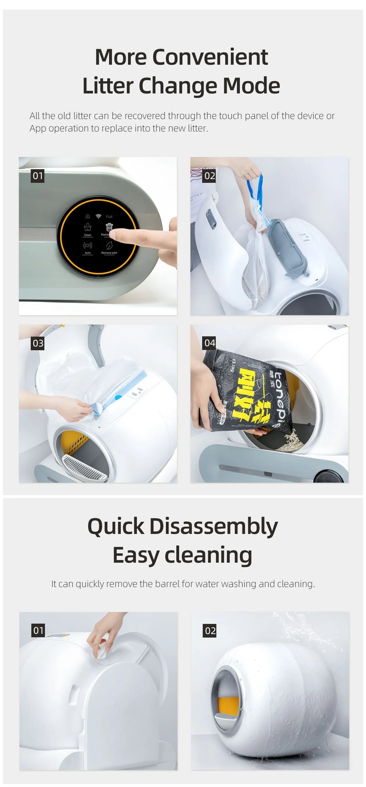 New  Large Space Comfortable Auto Shovel Cat Litter Tray Box Automatic Cleaning Light Indicating UV Disinfecting Cat Toilet