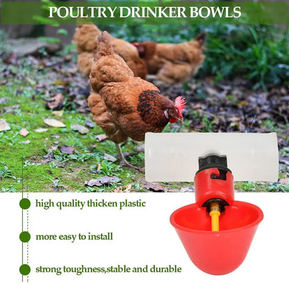 10 Sets Automatic Poultry Drinking Cups Chicken Tapping Waterer Drinker  and Chicken Waterer PVC Tee Fittings Chicken Feeder