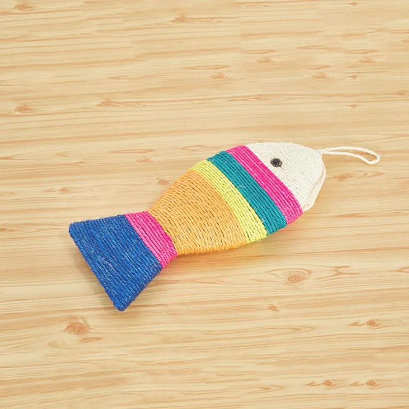 Colorful Pet Cat Interactive Fish ShapeToy Sisal Scratching Plate Kitten Playing Chew Scratch Catch Toy