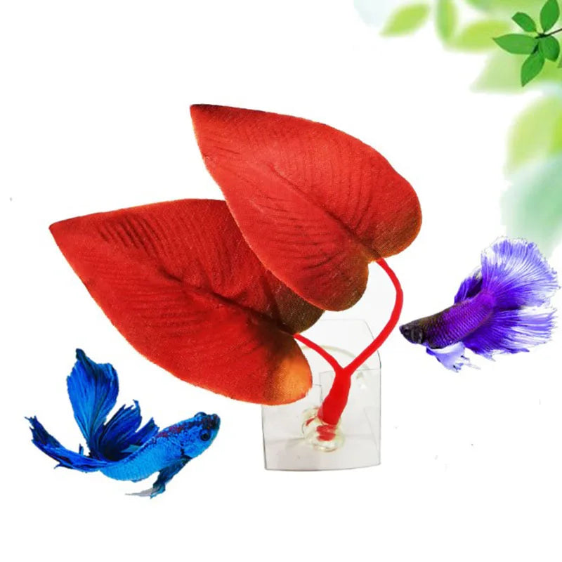 1Pc Artificial Aquarium Leaf Plants Decoration Betta Fish Rest Spawning Ornamental Plant Betta Fish Play Relax Hide Leaf Hammock