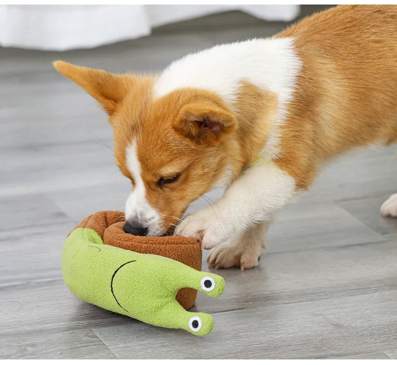 Dog Squeak Toys Pet Sniffing Plush Snails Toys Tibetan Food Molar Puzzle Dog Toys Interactive Dog Puzzle Toy Feeder Pet Supply