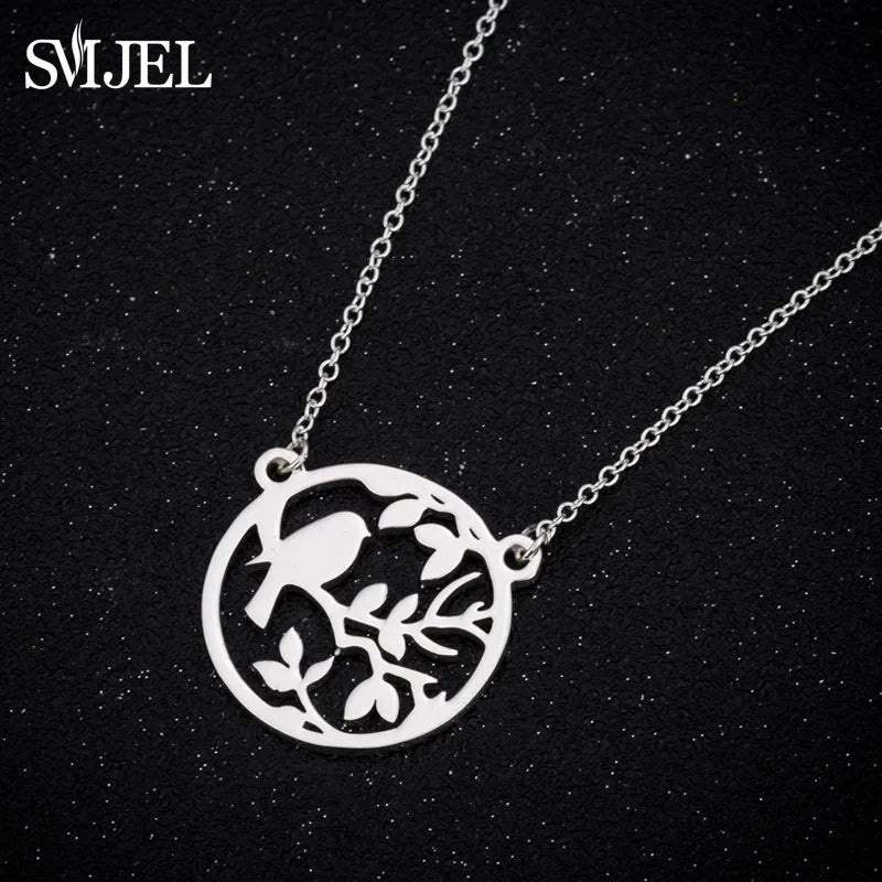 SMJEL Wild Animal Necklace Stainless Steel Hummingbird Necklaces & Pendants Cute Eagle Phoenix Swallow Birds Necklace collares