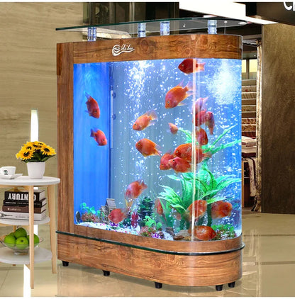 Small and medium-sized ultra-white glass hot bending tank bullet large screen ecological goldfish tank aquarium