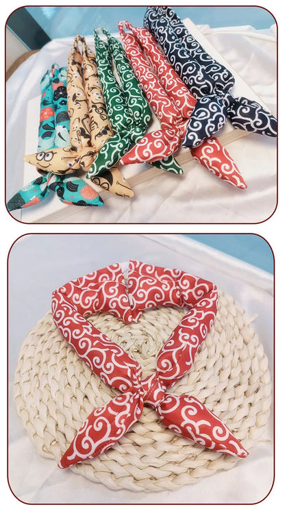 Original Pet Dog Bandana Tang Thread Printing Puppy Bib Bow Tie Party Neck Accessories Kitten Grooming Kerchief Shiba Inu Collar