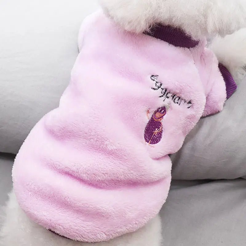 Soft Warm Velvet Dog Hoodies Puppy Winter Coat Strawberry Avocado Dog Clothes for Small Dogs Cold Weather Pullover Pet Apparel