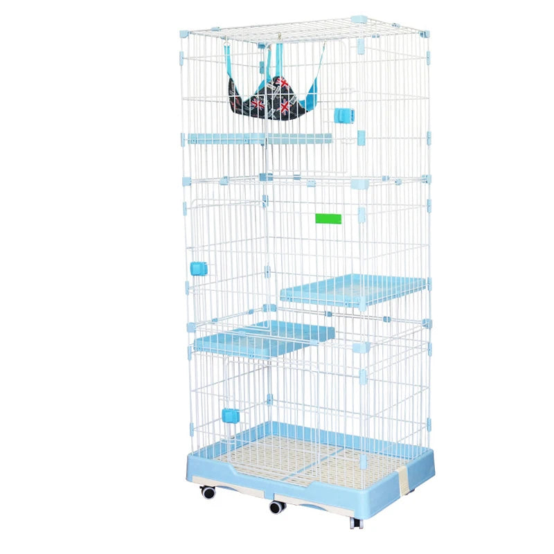 Choose high-quality stainless steel wire PP plastic cat cage with mobile base inexpensive  Wholesale factory price