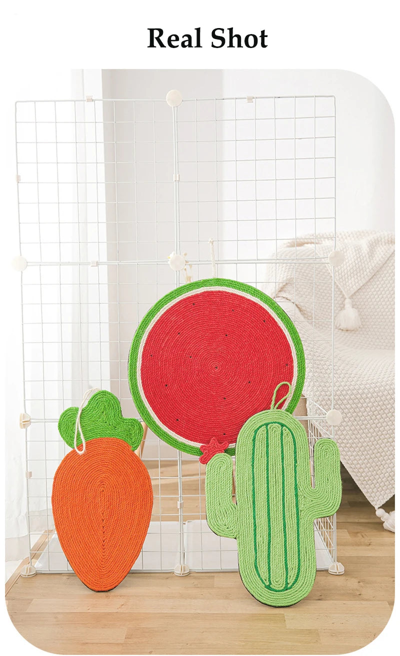 Natural Sisal Cat Scratching Board Fruit Carrot Cat Furniture Claw Sharpener Kitten Hanging Exercise Tool Quality Cat Scratcher