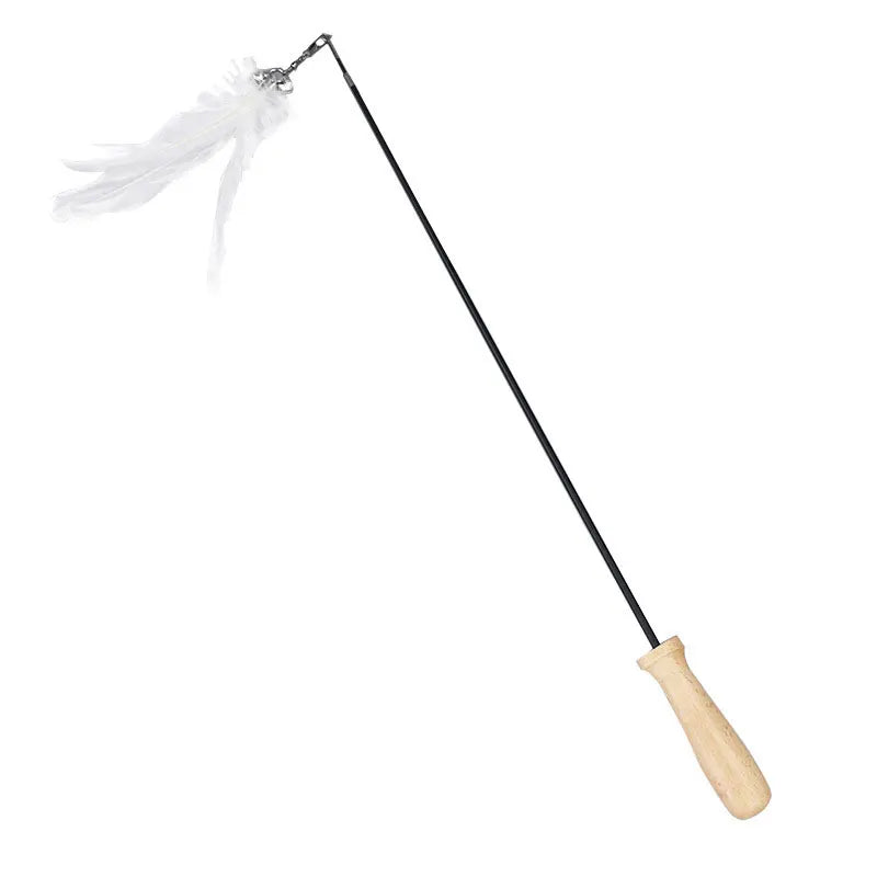 Creative Cat Toy Natural Feather Elasticity Pole Kitten Fishing Funny Cat Hairball With Bell Interactive Stick Fast Shipping