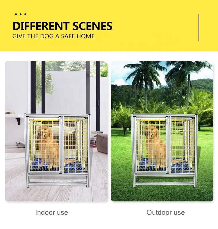 Langle Profile Dog Cage Cat Cage Folding House Pet Nest Aluminum Large Medium and Small Dog Thickened Iron Metal Solid CLASSICS