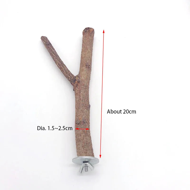Natural Wood Pet Parrot Raw Wood Fork Tree Branch Stand Rack Squirrel Bird Hamster Branch Perches Chew Bite Toys Stick Supplies