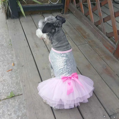 Small Dog Dress Pet Tutu Dress with Sequin Bows Princess Tulle Skirt Puppy Dog Clothes Chihuahua York Terrier Pet Apparel