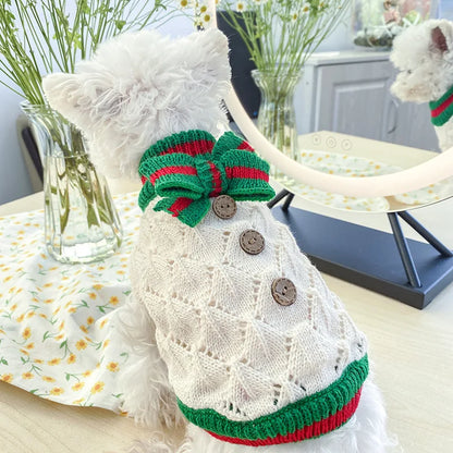 Designer Knitted Dog Sweaters Solid Color Autumn Winter Warm Pet Cat Clothing Chihuahua Lightweight Clothes for Small Dogs