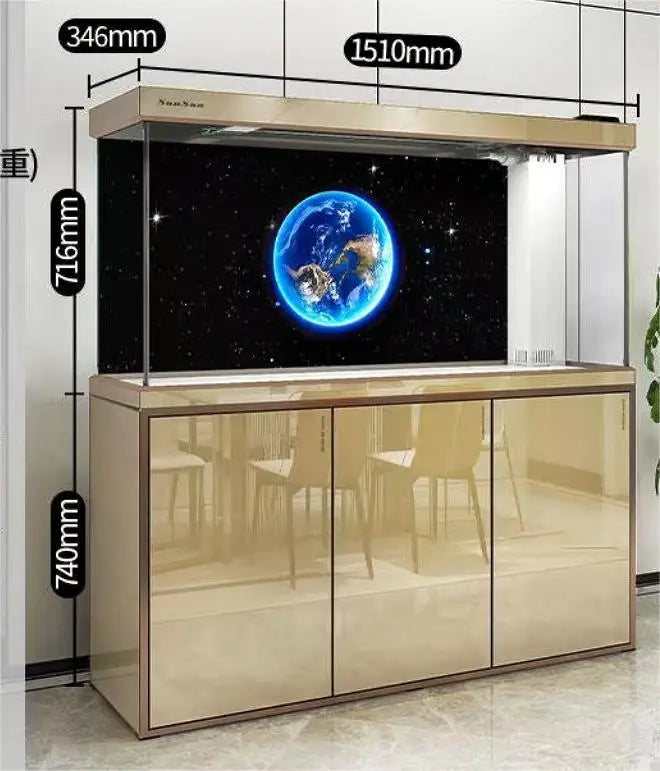 Filter aquarium living room Large  floor-to-ceiling glass fish tank ecological water-free aquarium