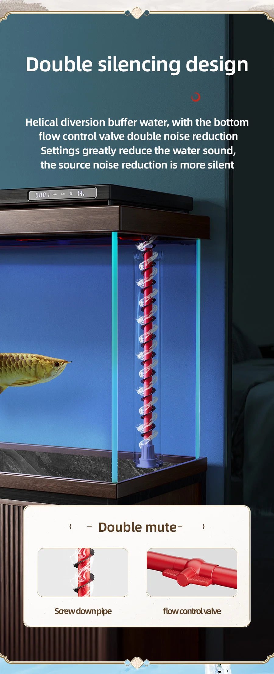 YEE Hot Sale New Chinese Style  Multi Color Home Office Middle Large  Glass Aquarium Fish Tank