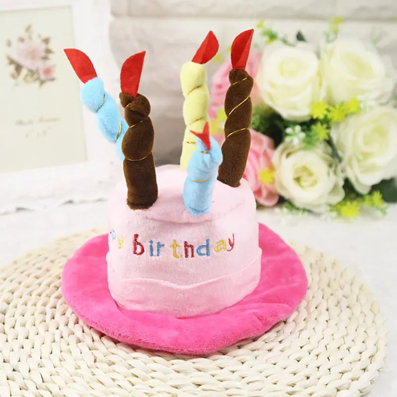 Pet Dog Happy Birthday Cat Hat with Candles Lovely Puppy Costume Headwear Festival Celebrate Pet Dog Accessories Wholesale