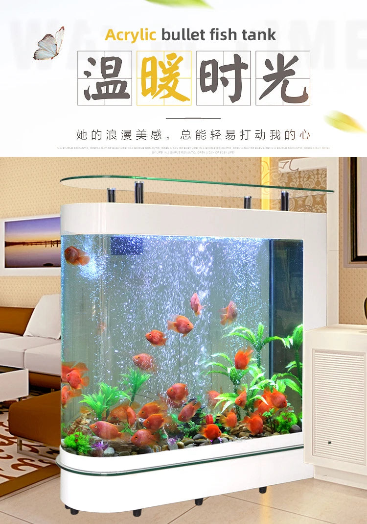 Small and medium-sized ultra-white glass hot bending tank bullet large screen ecological goldfish tank aquarium