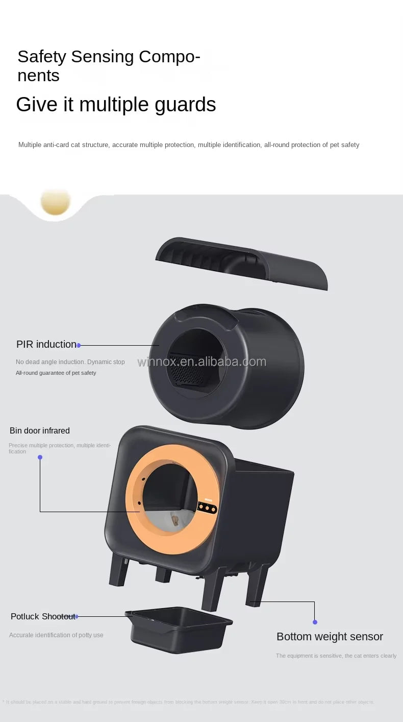 Mascotas accesorios Extra Large Smart Cat toilet Low Noise Automatic Cleaning Cat Litter Box with App Remote Control