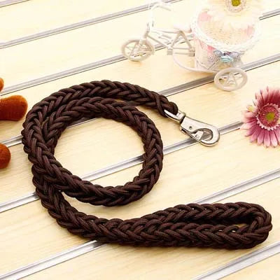 Large Dog Leash Traction Rope with Heavy Duty Buckle Hand-knitted Strong Durable Nylon Braided Leashes for Medium Big Dogs Bully