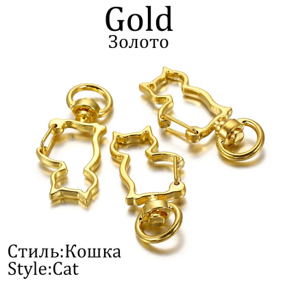 10pcs/lot Star Moon Heart Cat Dog Shell Dolphins Flowers Charms Lobster Clasps Hook For DIY Key Chain Jewelry Making Accessories