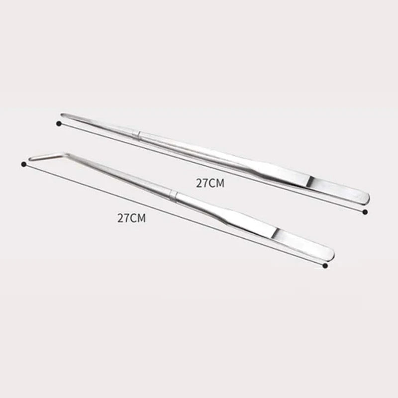 Stainless Steel Curved Aquarium Tweezers Aquarium Plants Shrimp Reef Tweezer Straight Fish Tank Cleaner FishAquarium Accessories