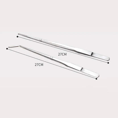 Stainless Steel Curved Aquarium Tweezers Aquarium Plants Shrimp Reef Tweezer Straight Fish Tank Cleaner FishAquarium Accessories
