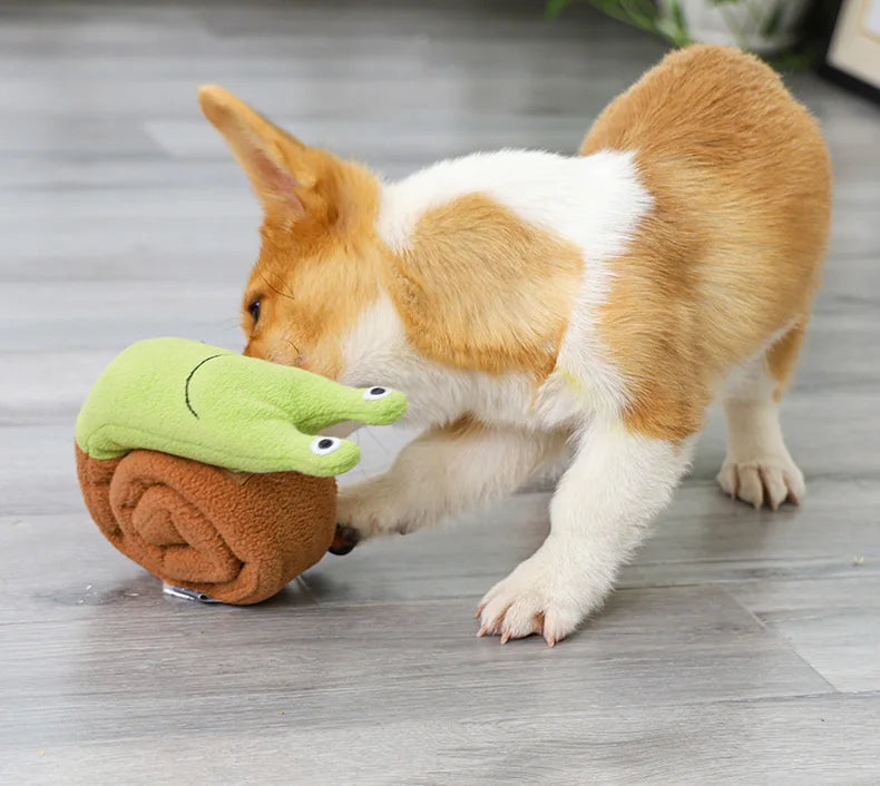Dog Squeak Toys Pet Sniffing Plush Snails Toys Tibetan Food Molar Puzzle Dog Toys Interactive Dog Puzzle Toy Feeder Pet Supply