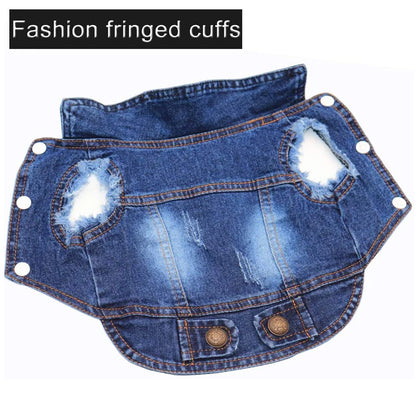 Dog Cat Clothes Jeans Jacket for Small Medium Dogs Beagle Yorkie Chihuahua Dark Wash Denim Coat Spring Autumn Pet Apparel