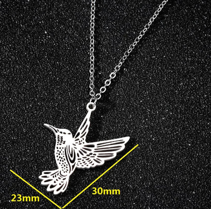 SMJEL Wild Animal Necklace Stainless Steel Hummingbird Necklaces & Pendants Cute Eagle Phoenix Swallow Birds Necklace collares