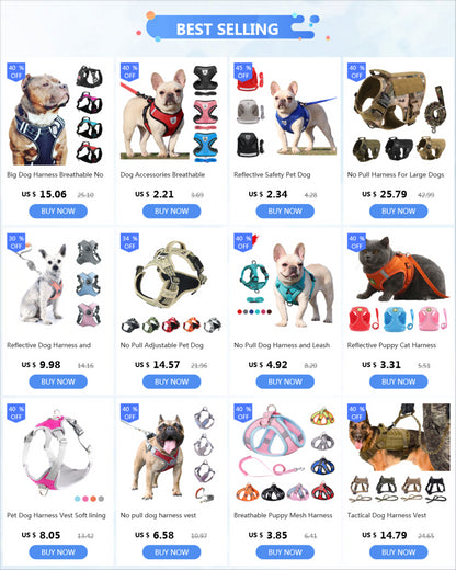 Dog Harness Leash Set Adjustable Pet Harness Vest For Small Large Dog Cat Reflective Mesh Puppy Cat Chest Strap Dog Accessories