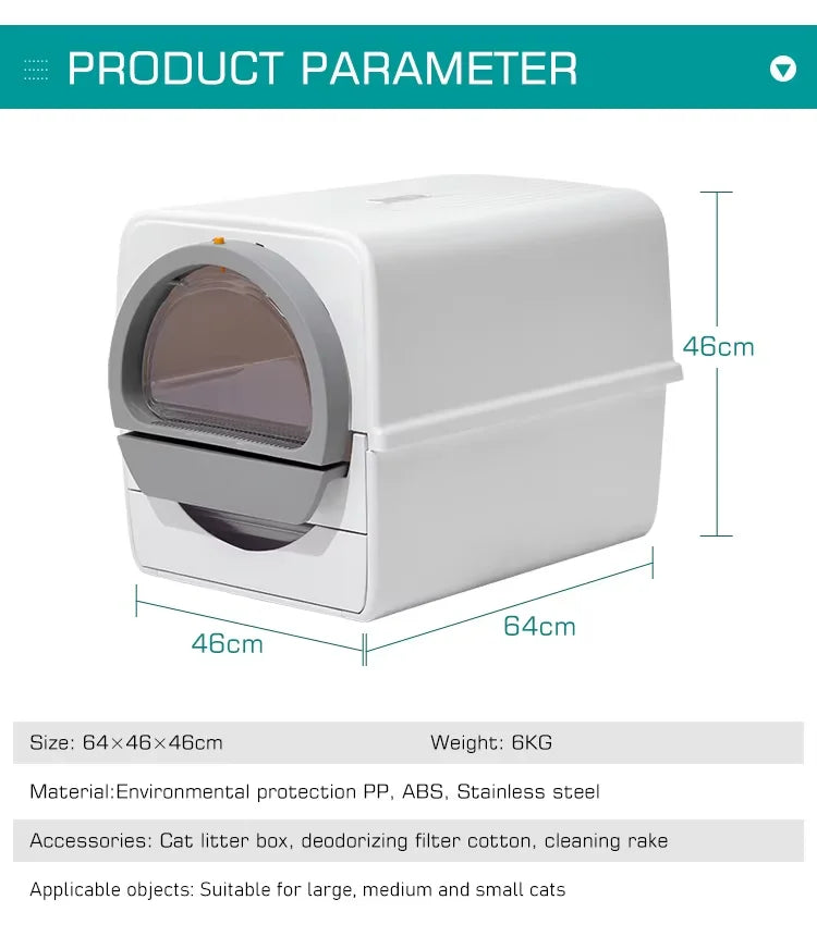 Fully Enclosed Removable push-pull cat toilet  Semi automatic cat litter box