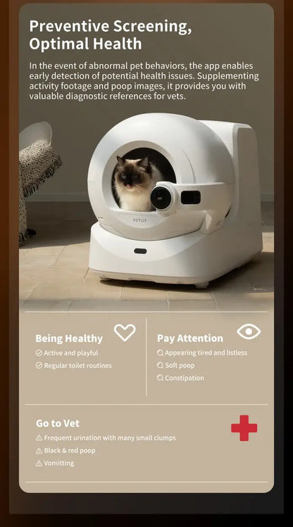 Automatic Litter Pan with Rotating CameraSealed and Odor-InsulatedMultiple Litter AvailableEasy-to-Clean Cat Litter Boxes