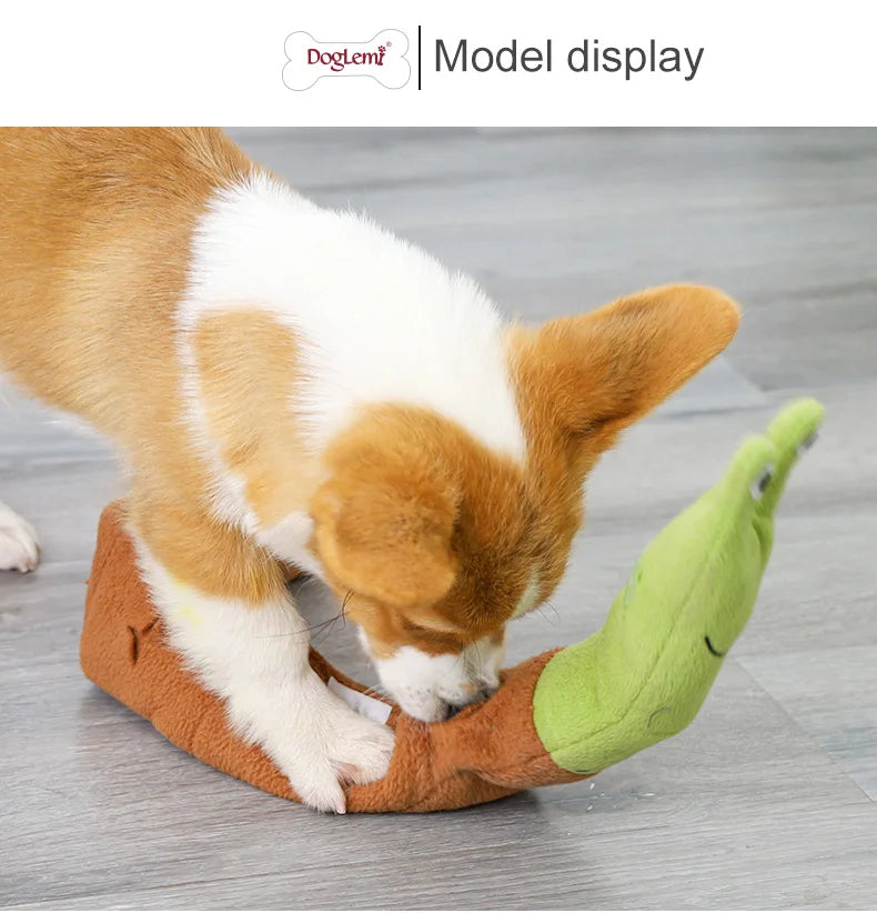 Dog Squeak Toys Pet Sniffing Plush Snails Toys Tibetan Food Molar Puzzle Dog Toys Interactive Dog Puzzle Toy Feeder Pet Supply
