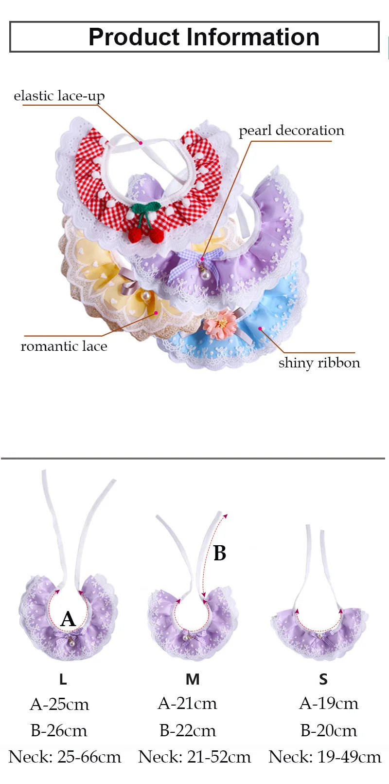 Romantic Lace Pet Dog Collar Bib Pearl Flower Princess Puppy Collar Necklace Candy Color Elastic Lace-Up Cat Bandana Accessories