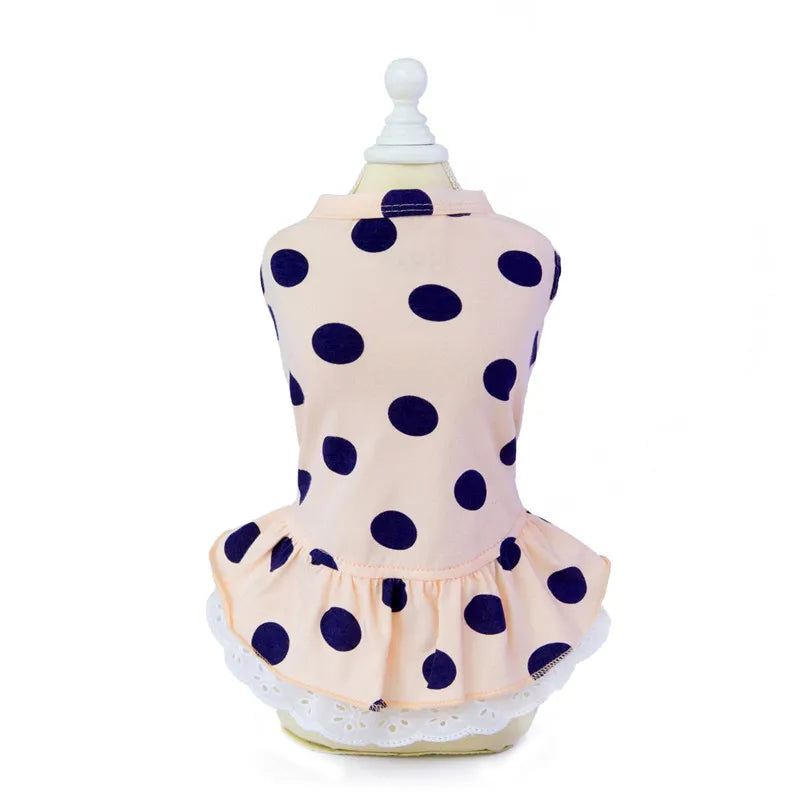 Fashion Dot Bow Cat Dog Dress Skirt Summer Sweer Pet Princess Dresses for Small Dogs Shih Tzu Yorkshire Clothing Puppy Clothes