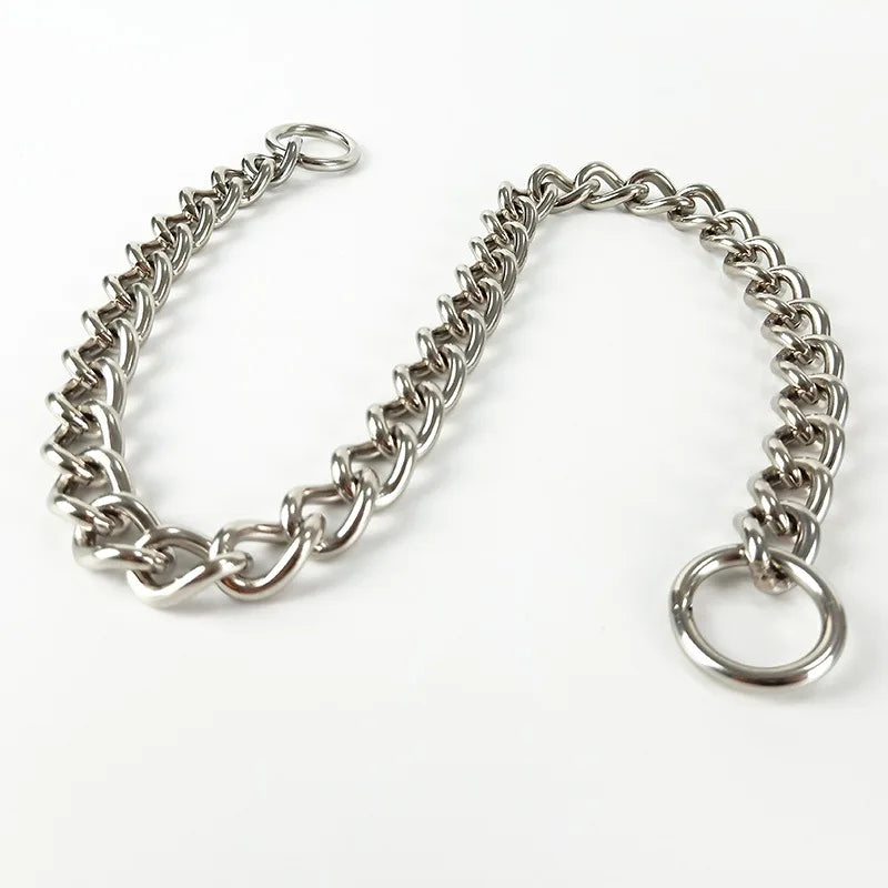 Durable Silver Dog Chain Collar Stainless Steel Choke Cuban Link Necklace Pet Training Collar for Small Medium Large Dogs Pitbul