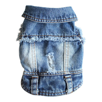 Sphinx Cat Clothes for Small Medium Large Cats, Dark Washed Cat Jeans Jacket Spring Autumn Denim Coat Cat Costume Pet Apparel