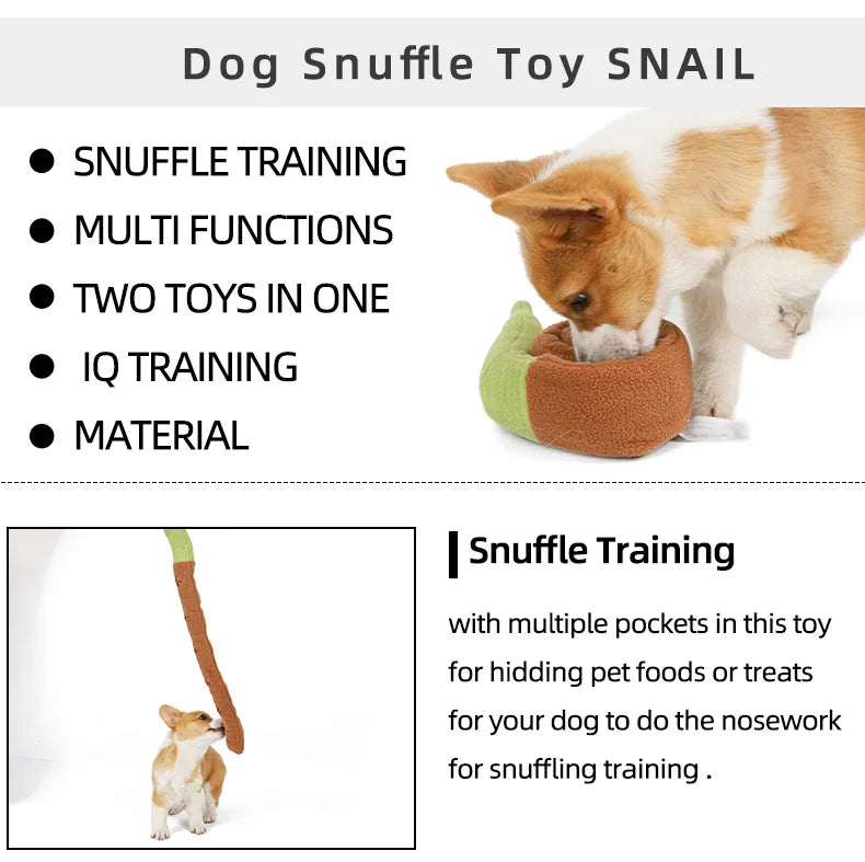 Dog Squeak Toys Pet Sniffing Plush Snails Toys Tibetan Food Molar Puzzle Dog Toys Interactive Dog Puzzle Toy Feeder Pet Supply