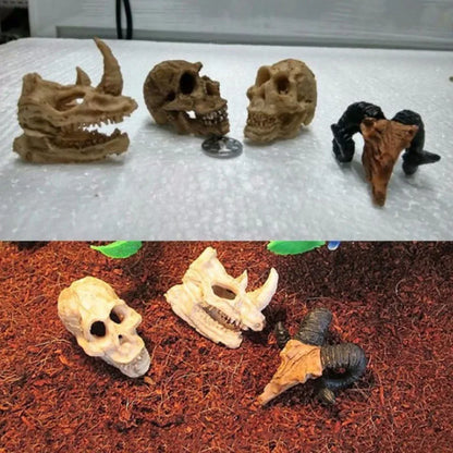 Aquarium Ornaments Decoration Resin Rhinoceros Horned Skull Goat-Head Shape Fish Tank Spider Scorpion Lizard Aquariums Shelter