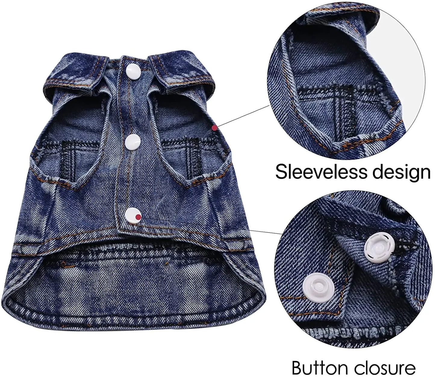 Wholesale Dog Jeans Jacket Denim Vest Coat Sleeveless Design Spring Autumn Clothes for Small Medium Dogs Bulldog York Costume