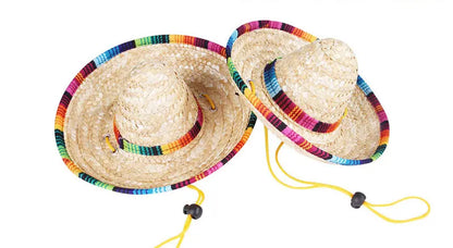 Chinese Tradition Straw Hats for Dogs  Wig Mexico Style Puppy Costume Cat Outfit Cat Supplies  Pet Accessories for Small Animal
