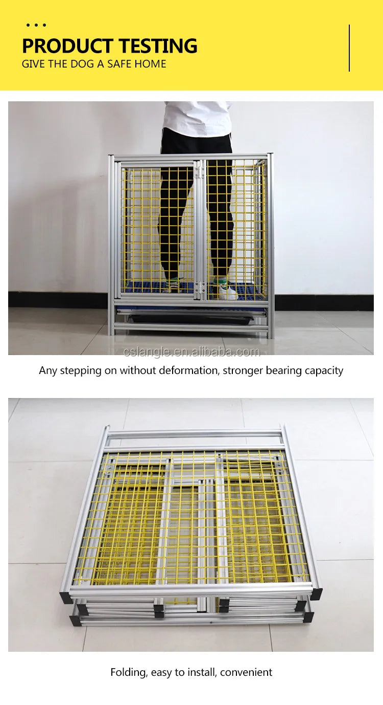 Langle Profile Dog Cage Cat Cage Folding House Pet Nest Aluminum Large Medium and Small Dog Thickened Iron Metal Solid CLASSICS
