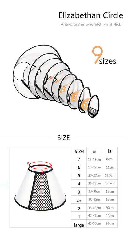 Transparent Dog Elizabethan Collar Smart Cone Medical Wound Healing Anti-Bite Collar for Cats Neck Protective Pet Accessories