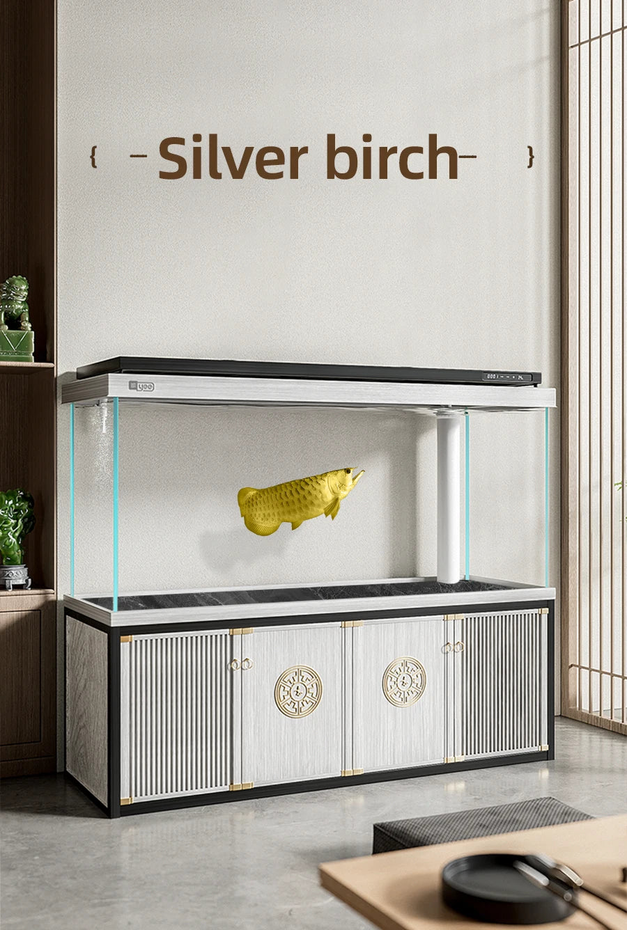 YEE Hot Sale New Chinese Style  Multi Color Home Office Middle Large  Glass Aquarium Fish Tank