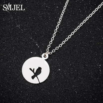 SMJEL Wild Animal Necklace Stainless Steel Hummingbird Necklaces & Pendants Cute Eagle Phoenix Swallow Birds Necklace collares