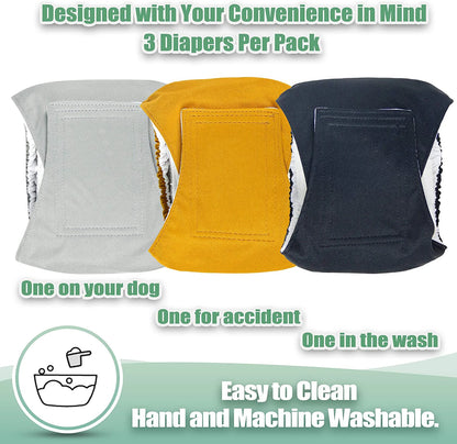 3 Pack Dog Belly Bands Washable Reusable Dog Diapers High Absorbing Male Dog Cat Wrap Panties Pet Incontinence Nappies